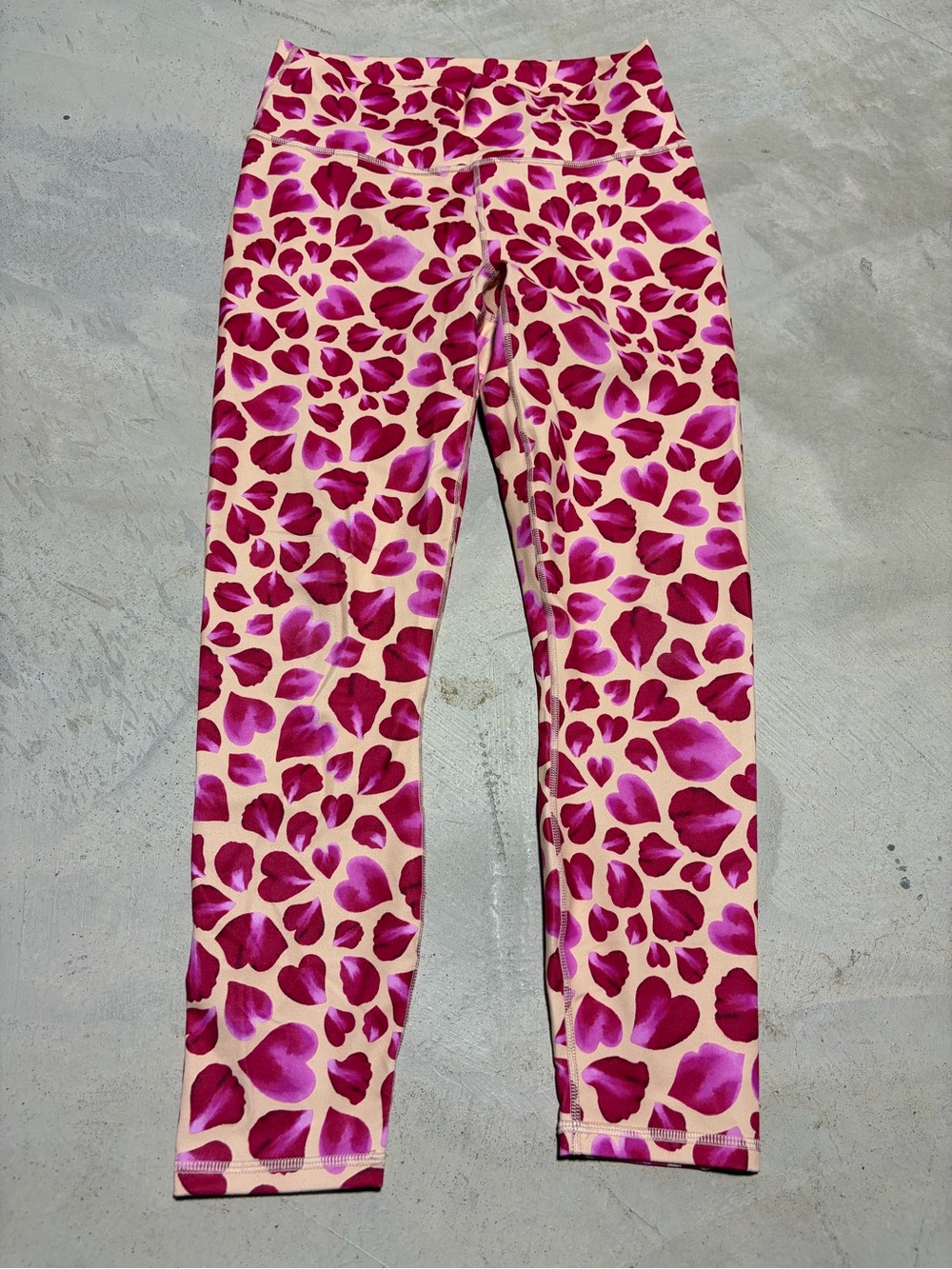Fabletics Pink/red heart rose petal power hold Active Leggings medium
